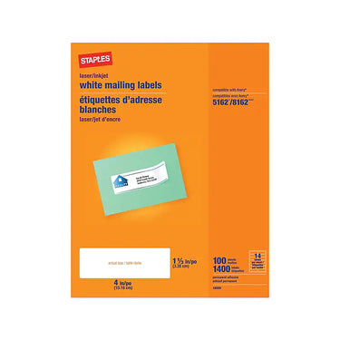Staples Laser/Inkjet Address Labels, 1 1/3